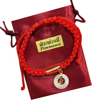 Jade Beaded Bracelet for Women Men Adjustable Hand-Woven Cord Lucky Friendship Protection Red String Bracelets for Friends