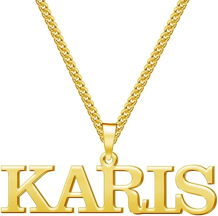 Jecivila Name Necklace Personalized for Men 18K Gold Plate Mens Custom Name Initial Number Necklace with Rope Figaro Curb Chain Personalized Jewelry Gifts for Dad Grandfather Boyfriend (16-24)