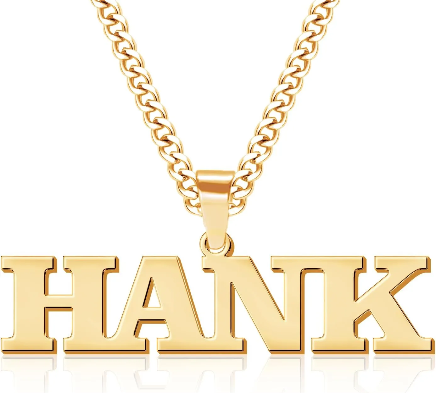 Jecivila Name Necklace Personalized for Men 18K Gold Plate Mens Custom Name Initial Number Necklace with Rope Figaro Curb Chain Personalized Jewelry Gifts for Dad Grandfather Boyfriend (16-24)