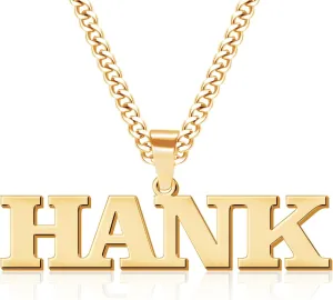 Jecivila Name Necklace Personalized for Men 18K Gold Plate Mens Custom Name Initial Number Necklace with Rope Figaro Curb Chain Personalized Jewelry Gifts for Dad Grandfather Boyfriend (16-24)