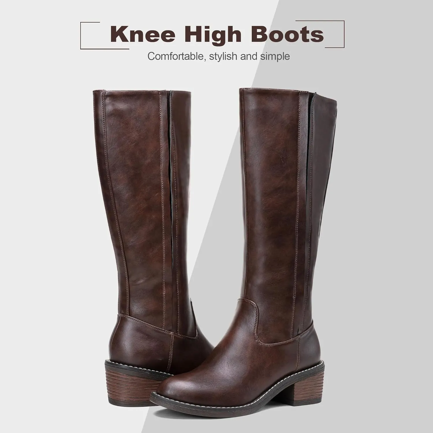 Jeossy Women's 9661 Knee High Boots, Fashion Riding Boots with Inside Zipper and Side Hidden Elastic Band