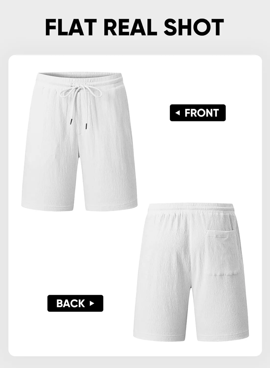JMIERR Mens Casual 7" Shorts Cotton Elastic Waist Drawstring Summer Texture Stretch Beach Shorts with Pockets