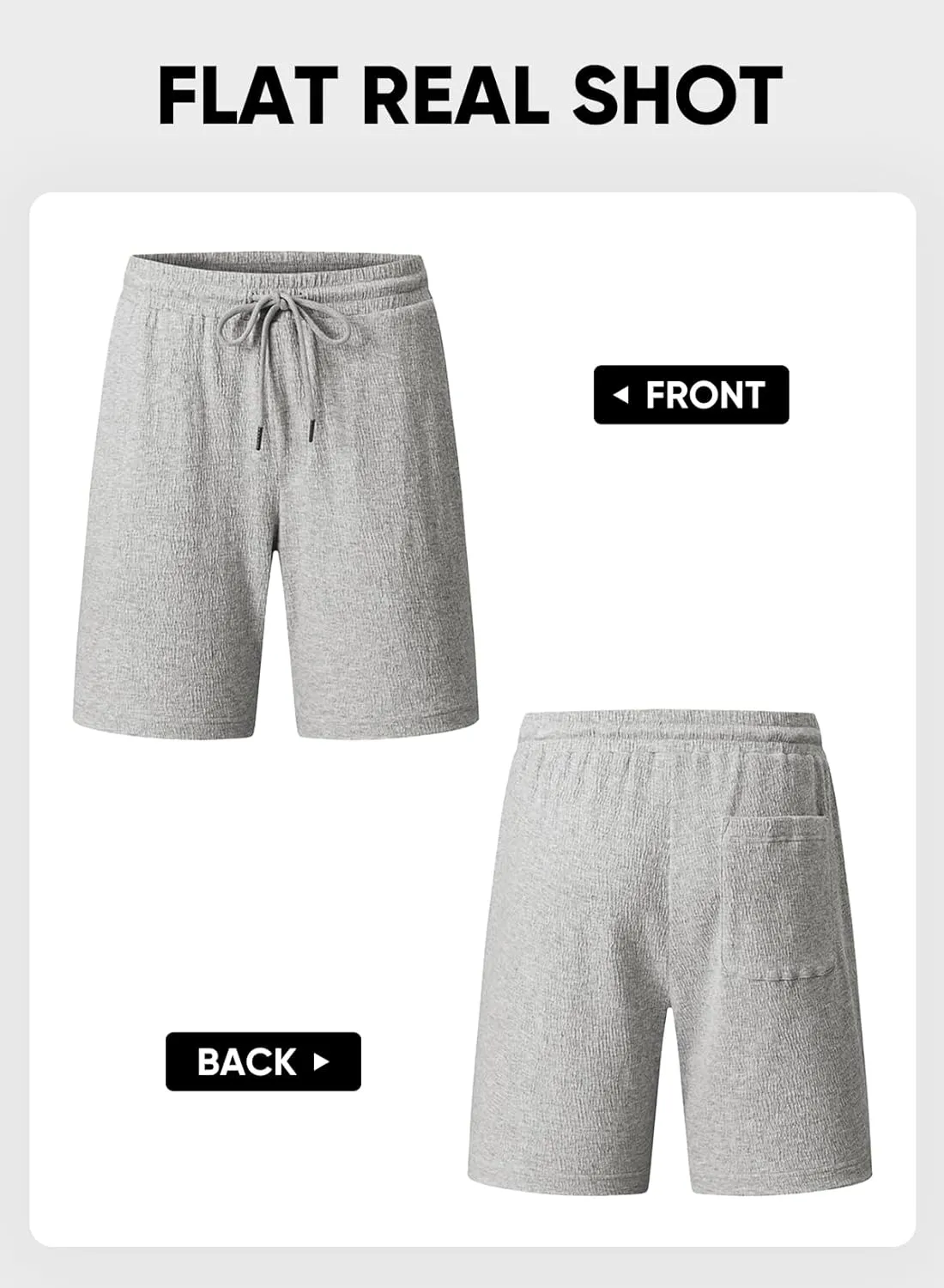 JMIERR Mens Casual 7" Shorts Cotton Elastic Waist Drawstring Summer Texture Stretch Beach Shorts with Pockets