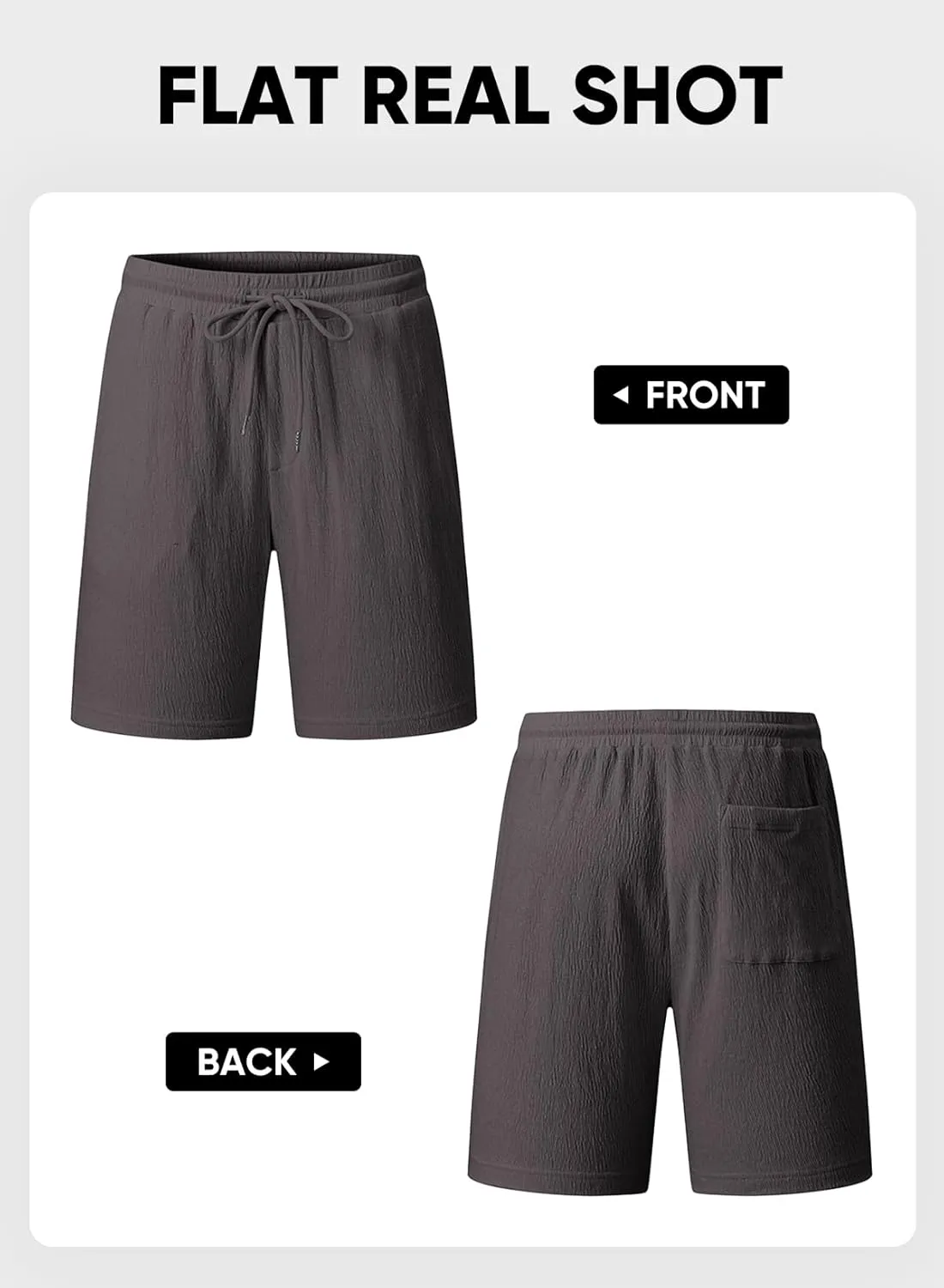 JMIERR Mens Casual 7" Shorts Cotton Elastic Waist Drawstring Summer Texture Stretch Beach Shorts with Pockets