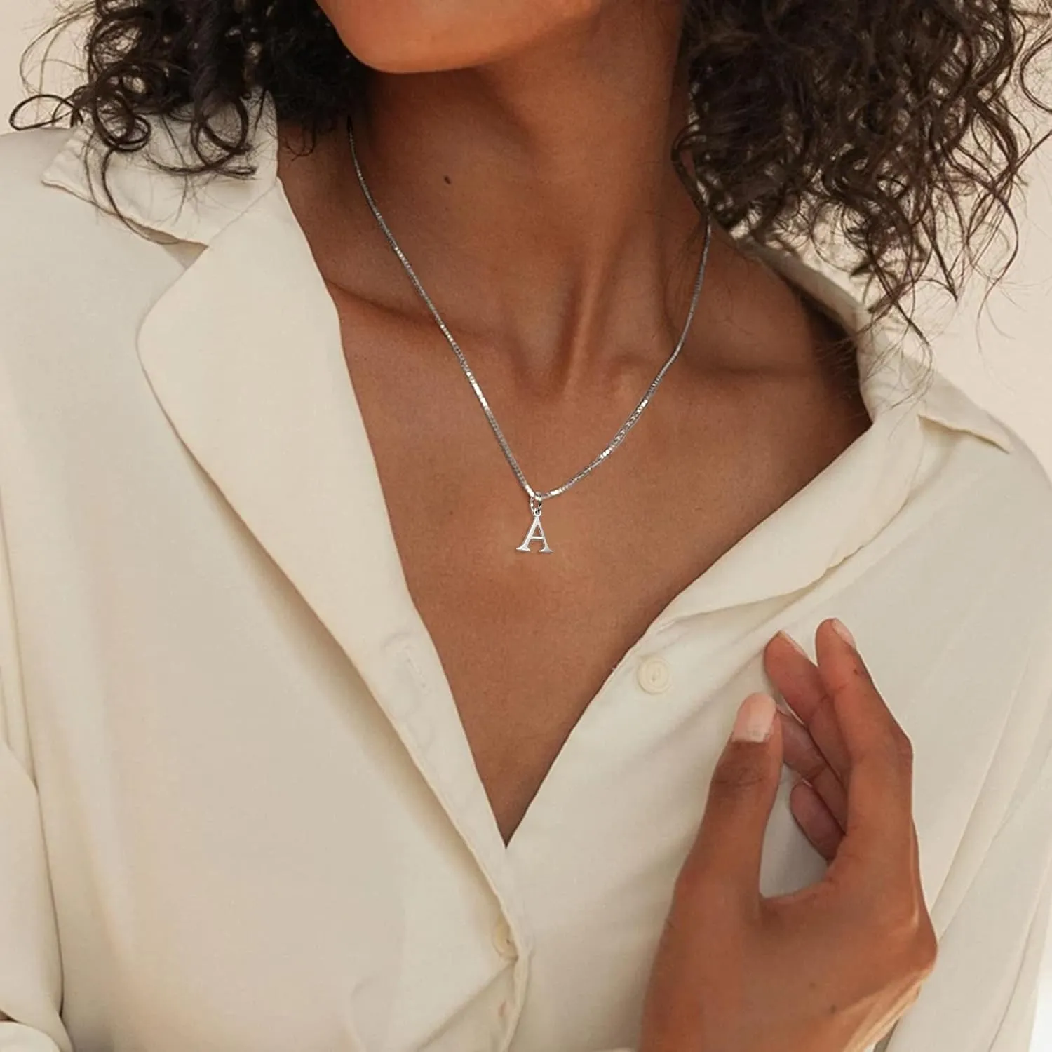 JSJOY 925 Sterling Silver Initial Necklace Gold Necklace for Women Dainty Letter Necklace Silver Choker Necklaces Gifts for Teen Girls Birthday Gifts