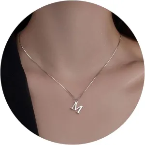 JSJOY 925 Sterling Silver Initial Necklace Gold Necklace for Women Dainty Letter Necklace Silver Choker Necklaces Gifts for Teen Girls Birthday Gifts
