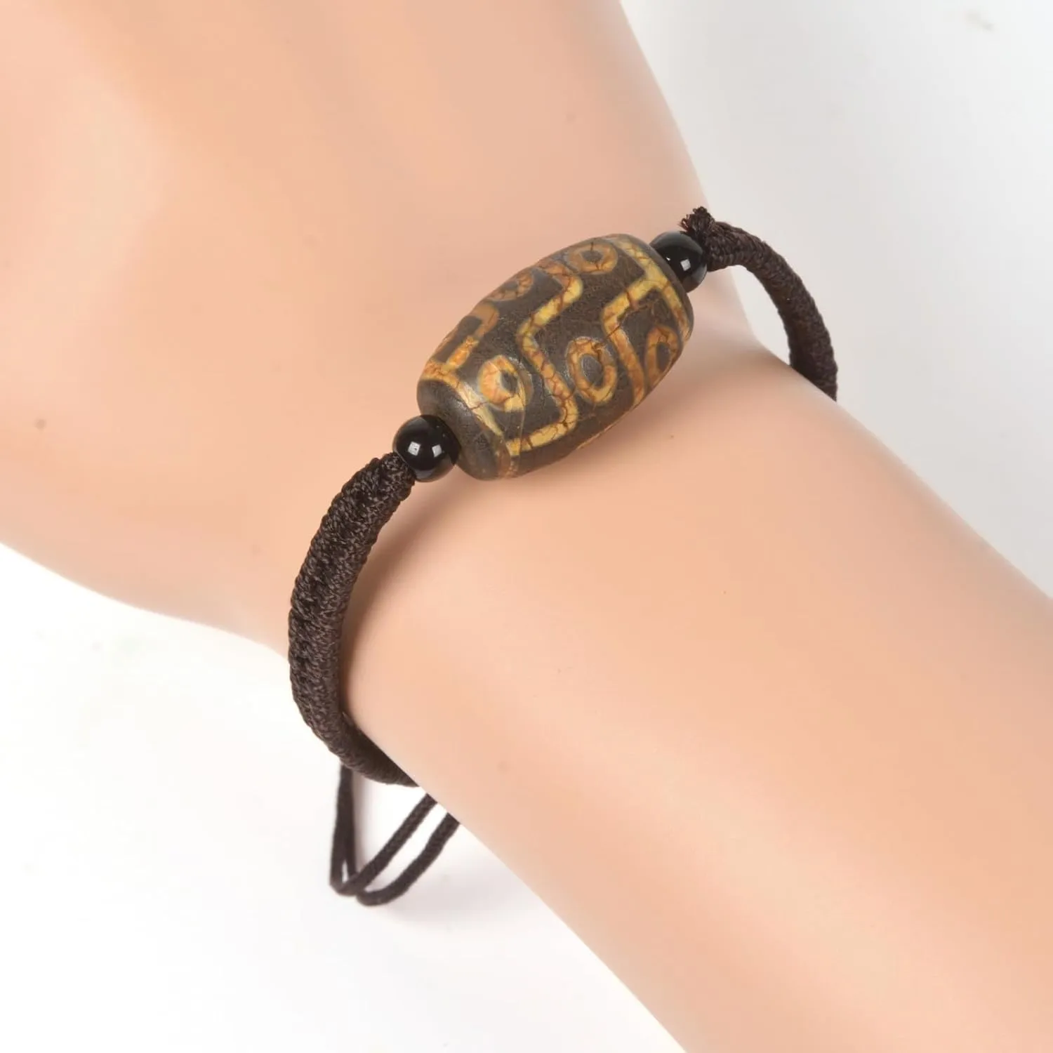 Justinstones Tibetan Eye Dzi Beads Fengshui Bracelet Amulets Jewelry Adjustable Bracelet (Adjustable size:5.5 to 8 inch)