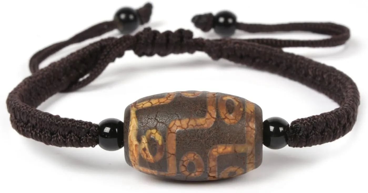 Justinstones Tibetan Eye Dzi Beads Fengshui Bracelet Amulets Jewelry Adjustable Bracelet (Adjustable size:5.5 to 8 inch)