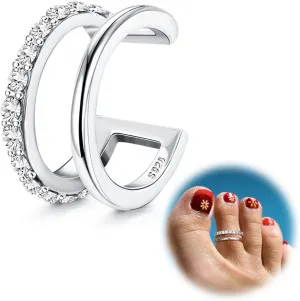 Kakonia Sterling Silver Toe Rings, Adjustable Daisy Flower CZ Cross Opal Twist Knot Beach Band Nail Rings, Open Women's Foot Jewelry for Summer
