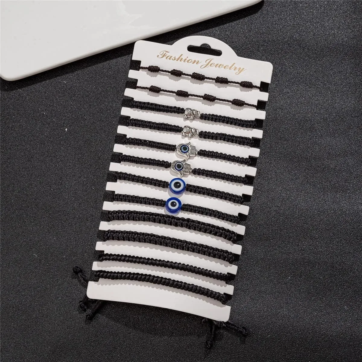 kelistom 12 Pcs Evil Eye Bracelets Mal De Ojo Bracelets Red Black Rope 7 Knots Elephant Hamsa Hand Charm Matching Friendship Bracelets for Couples