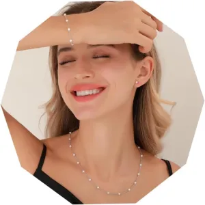 KesaPlan Silver Jewelry Set - Pearl Necklace, Earring, Bracelet & Choker Set - Silver Plated Wedding Jewelry for Women