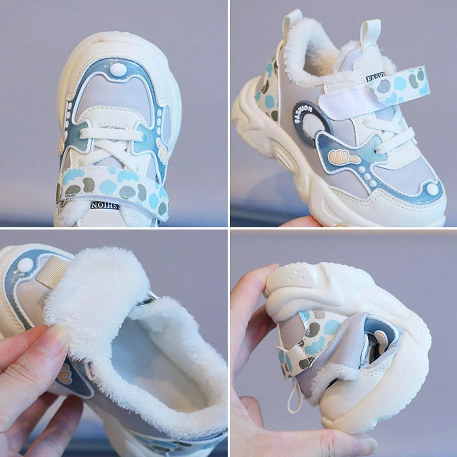 Kids Lightweight Breathable Running Shoes Boys Girls Fleece Cotton Tennis Sneakers Comfortable Girls Glitter Sneaker