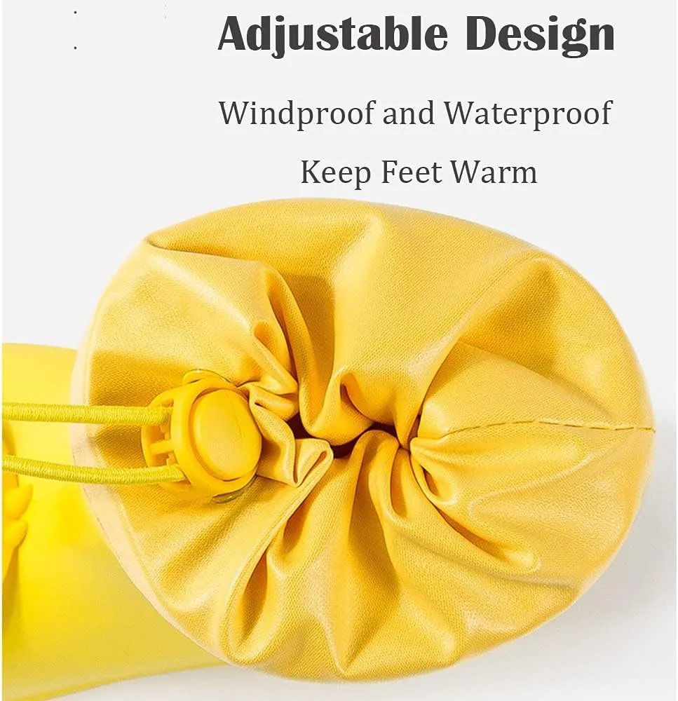 Kids Rain Boots Boys Girls Rubber Boots Dinosaur Prints Non Slip Elastic Band Waterproof Shoes