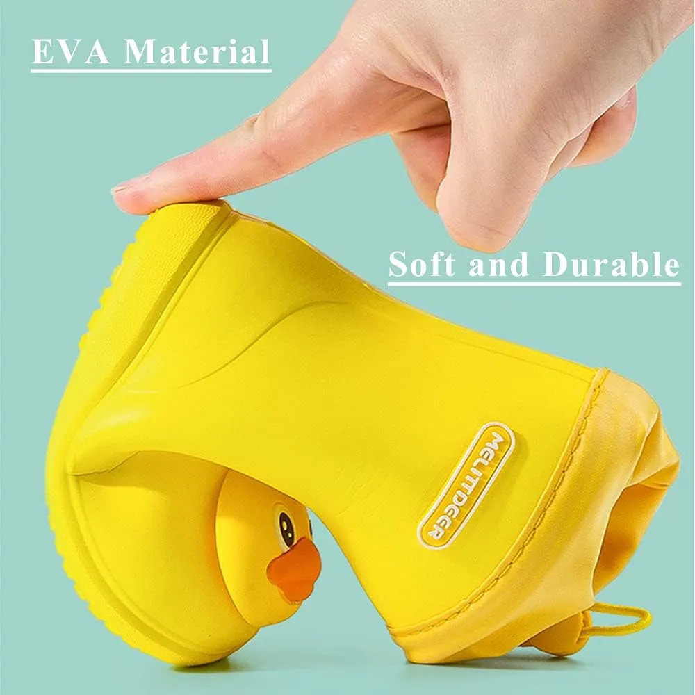 Kids Rain Boots Boys Girls Rubber Boots Dinosaur Prints Non Slip Elastic Band Waterproof Shoes