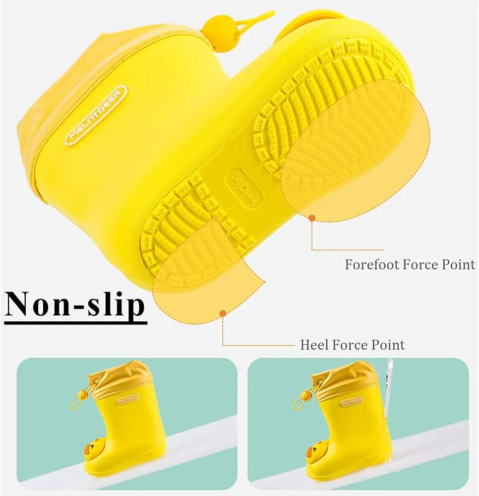 Kids Rain Boots Boys Girls Rubber Boots Dinosaur Prints Non Slip Elastic Band Waterproof Shoes
