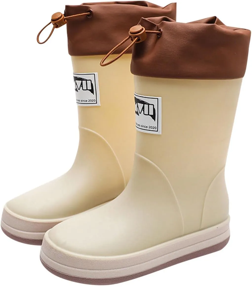 Kids Toddler Rain Boots Boys Girls Elastic Band Waterproof Anti-Slip Boots Unisex Simple Lightweight Rainboot Shoes