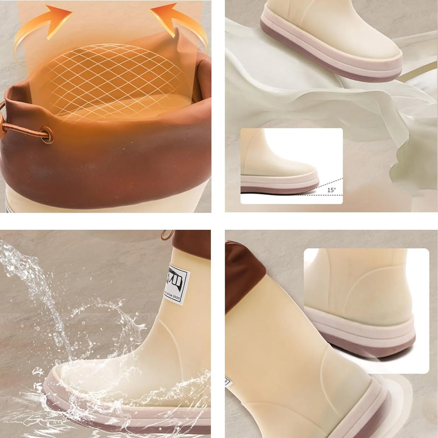 Kids Toddler Rain Boots Boys Girls Elastic Band Waterproof Anti-Slip Boots Unisex Simple Lightweight Rainboot Shoes
