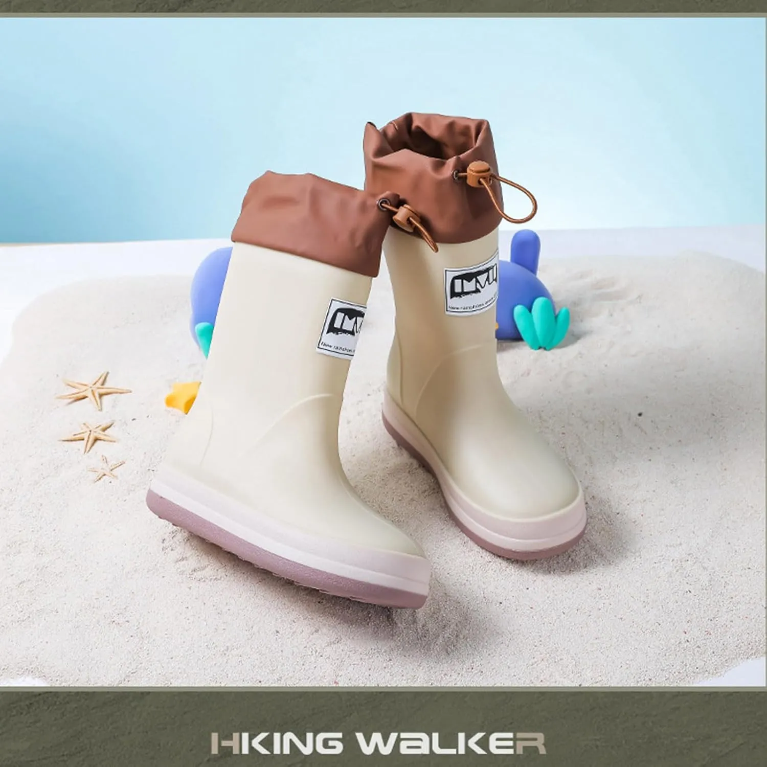 Kids Toddler Rain Boots Boys Girls Elastic Band Waterproof Anti-Slip Boots Unisex Simple Lightweight Rainboot Shoes