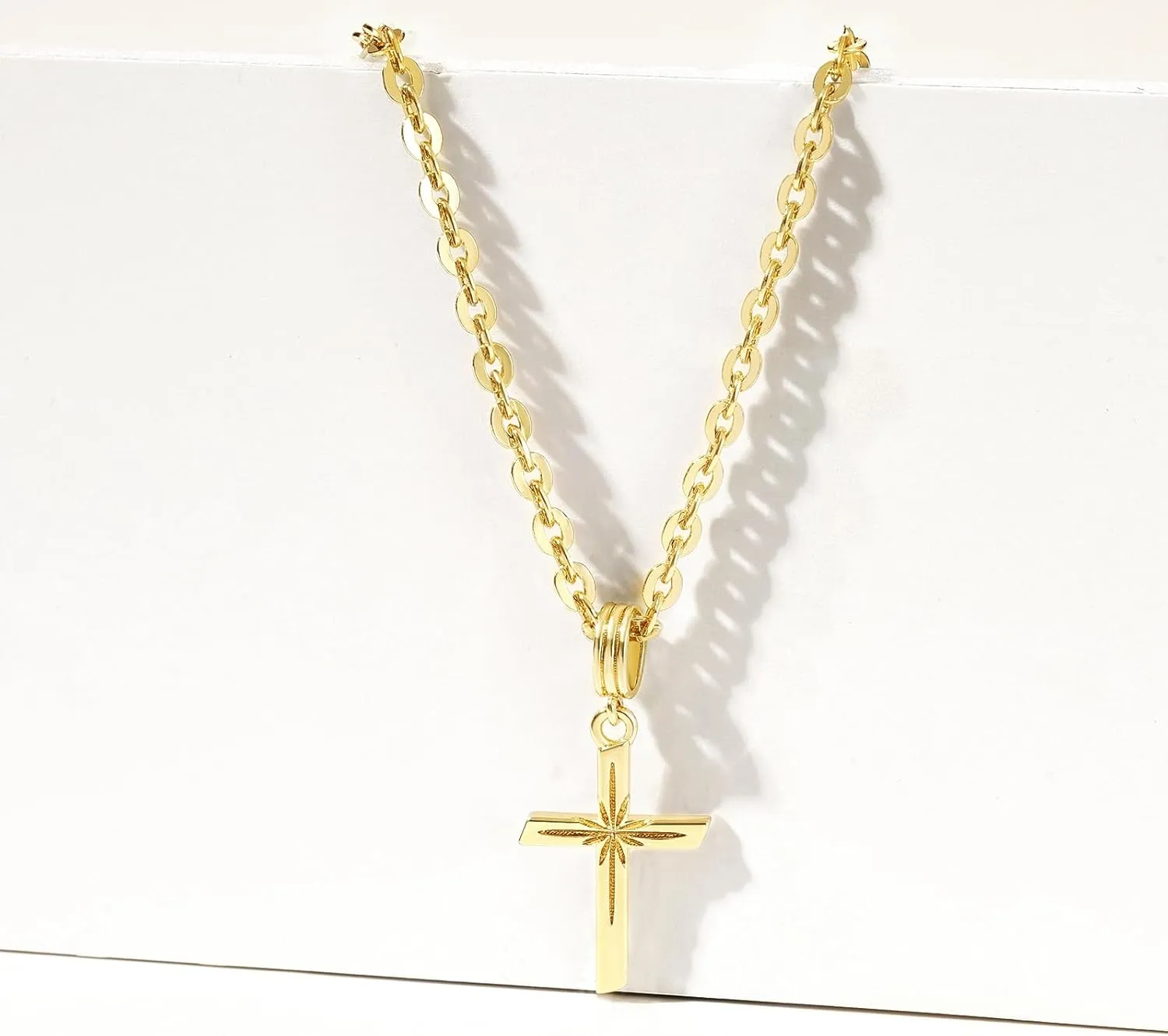 KissYan Layered Cross Necklace for Women, 14K Gold Plated Cubic Zirconia Pendant Necklaces Cross Faith Necklaces, Gold Cross Choker Trendy Jewelry Gifts for Women