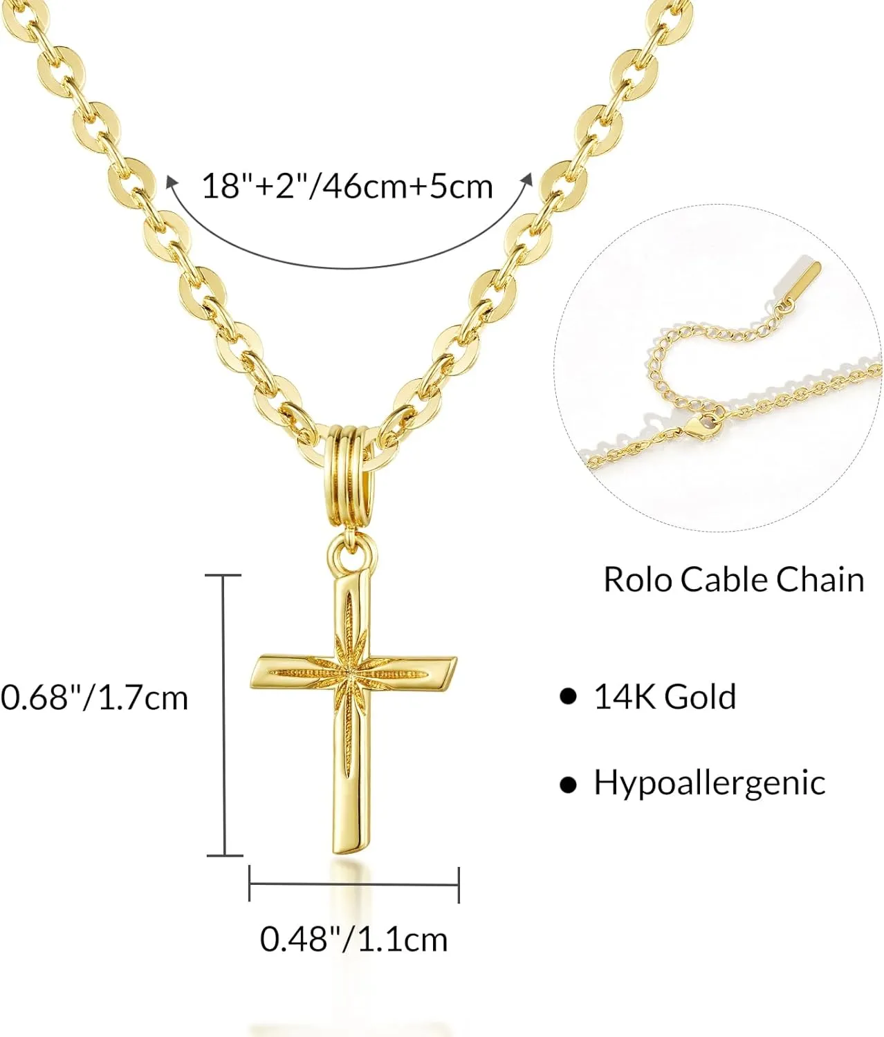 KissYan Layered Cross Necklace for Women, 14K Gold Plated Cubic Zirconia Pendant Necklaces Cross Faith Necklaces, Gold Cross Choker Trendy Jewelry Gifts for Women