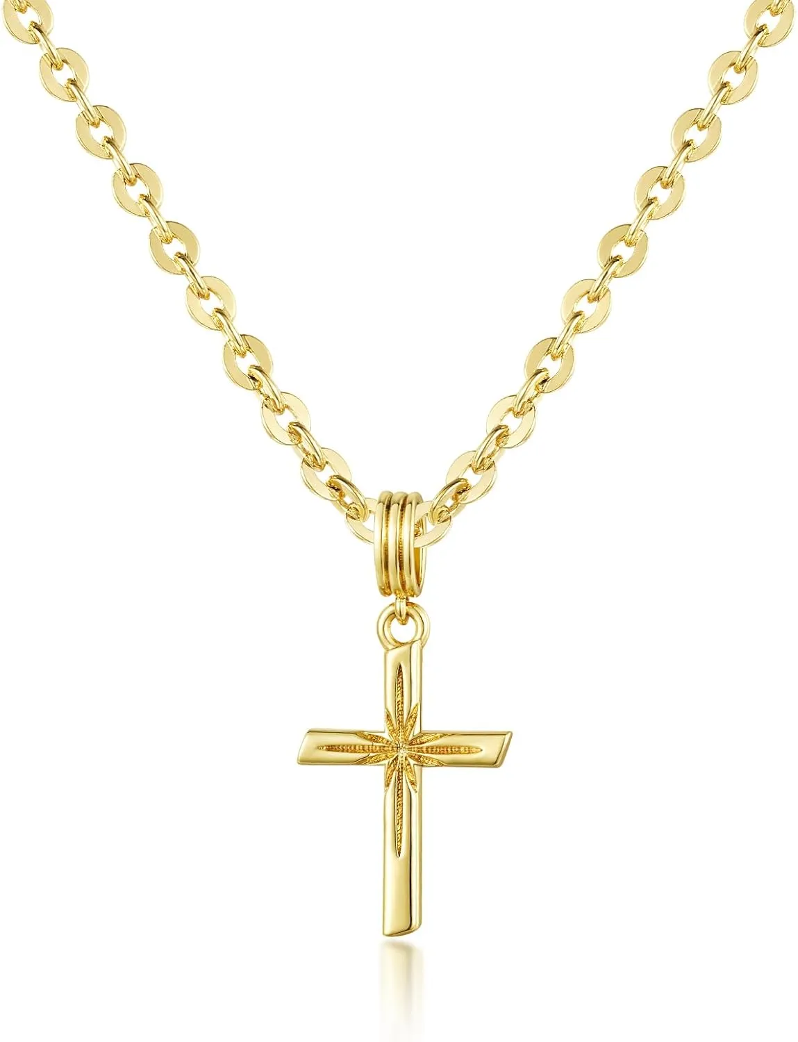 KissYan Layered Cross Necklace for Women, 14K Gold Plated Cubic Zirconia Pendant Necklaces Cross Faith Necklaces, Gold Cross Choker Trendy Jewelry Gifts for Women