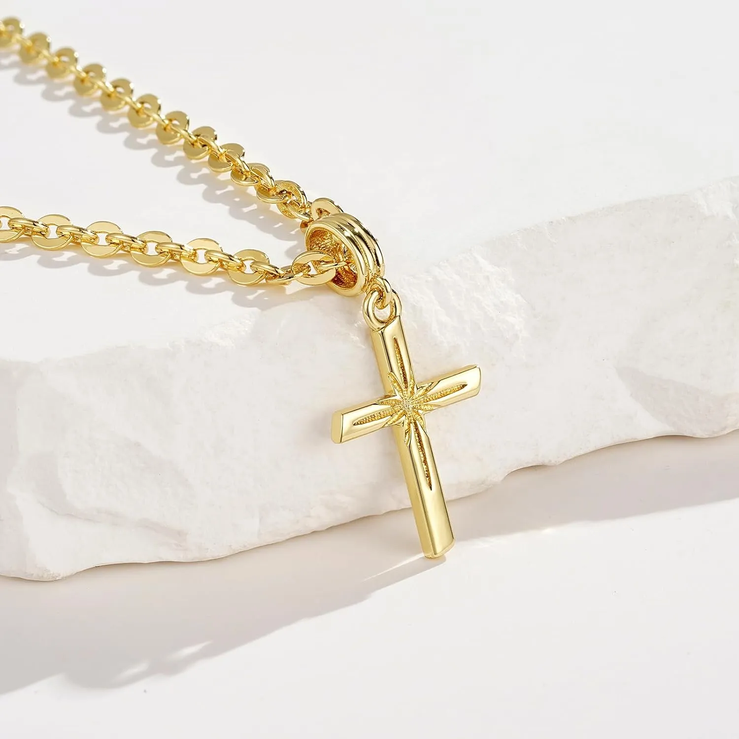 KissYan Layered Cross Necklace for Women, 14K Gold Plated Cubic Zirconia Pendant Necklaces Cross Faith Necklaces, Gold Cross Choker Trendy Jewelry Gifts for Women