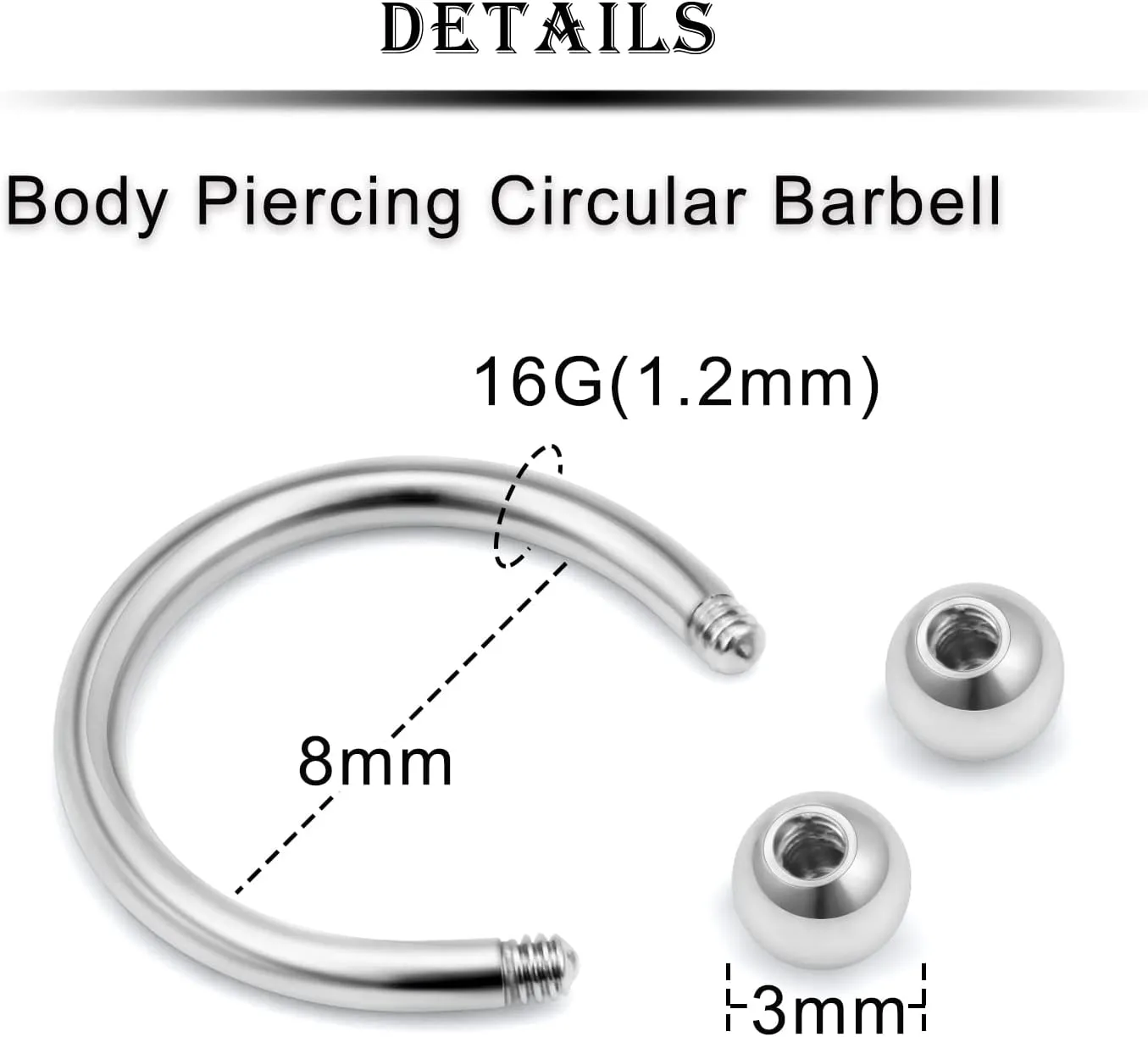 Kridzisw 16G Septum Nose Rings Eyebrow lip Rings Lobe Earrings Hoop 316L Surgical Steel Cartilage Helix Tragus Rook Daith Earrings Hoops Piercing Jewelry for Women Men 6mm 8mm 10mm 12mm 14mm 16mm