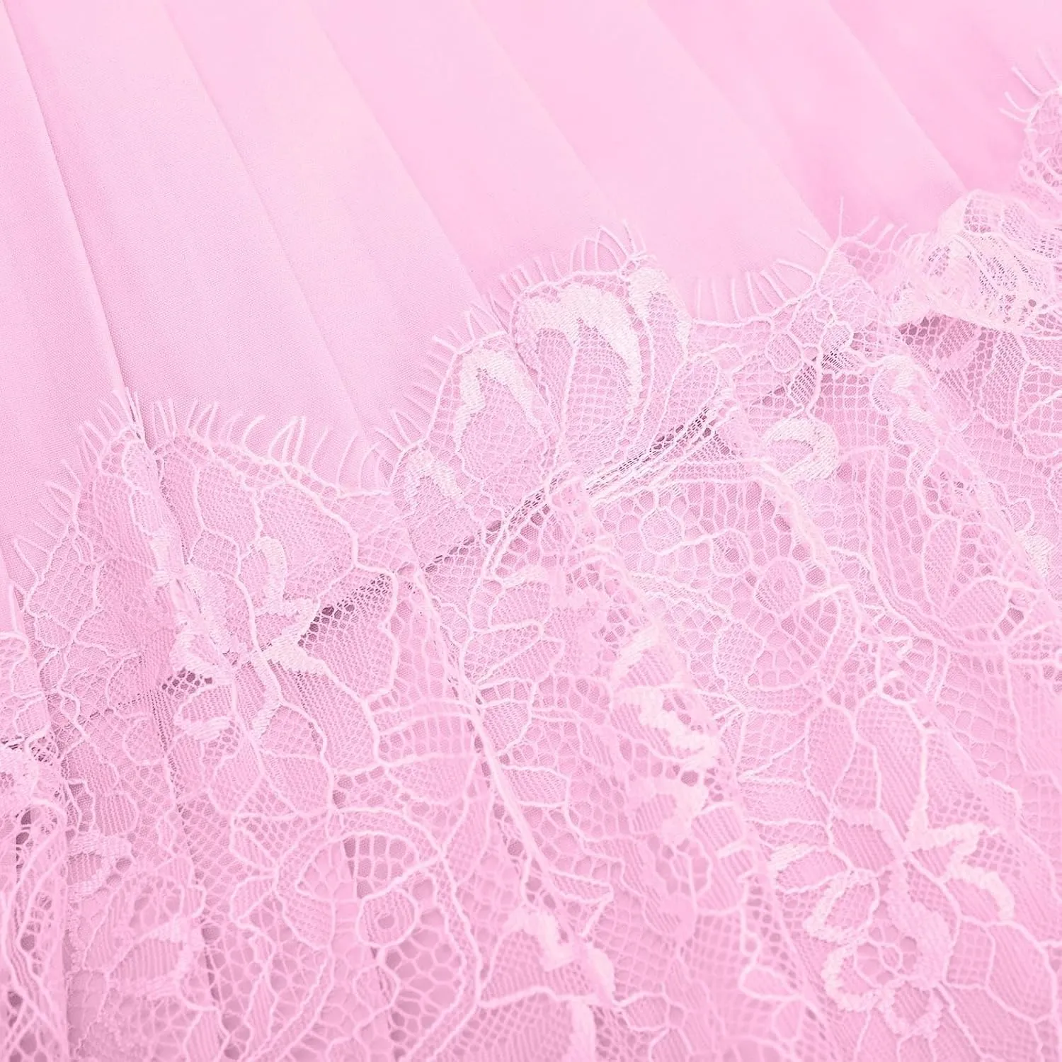 Lace Mini Skirt for Women Summer Lace Trim Flowy Elastic Waist Layered Pleat Skirts Solid Flowy Irregular Hem Skort