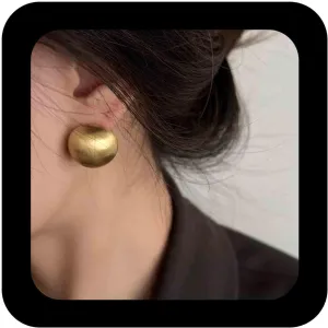 Large Ball Dome Earrings Half Ball Shape Earrings Minimalist Gold Brushed Ball Earrings Metal Round Ball Stud Earrings Jewelry for Women