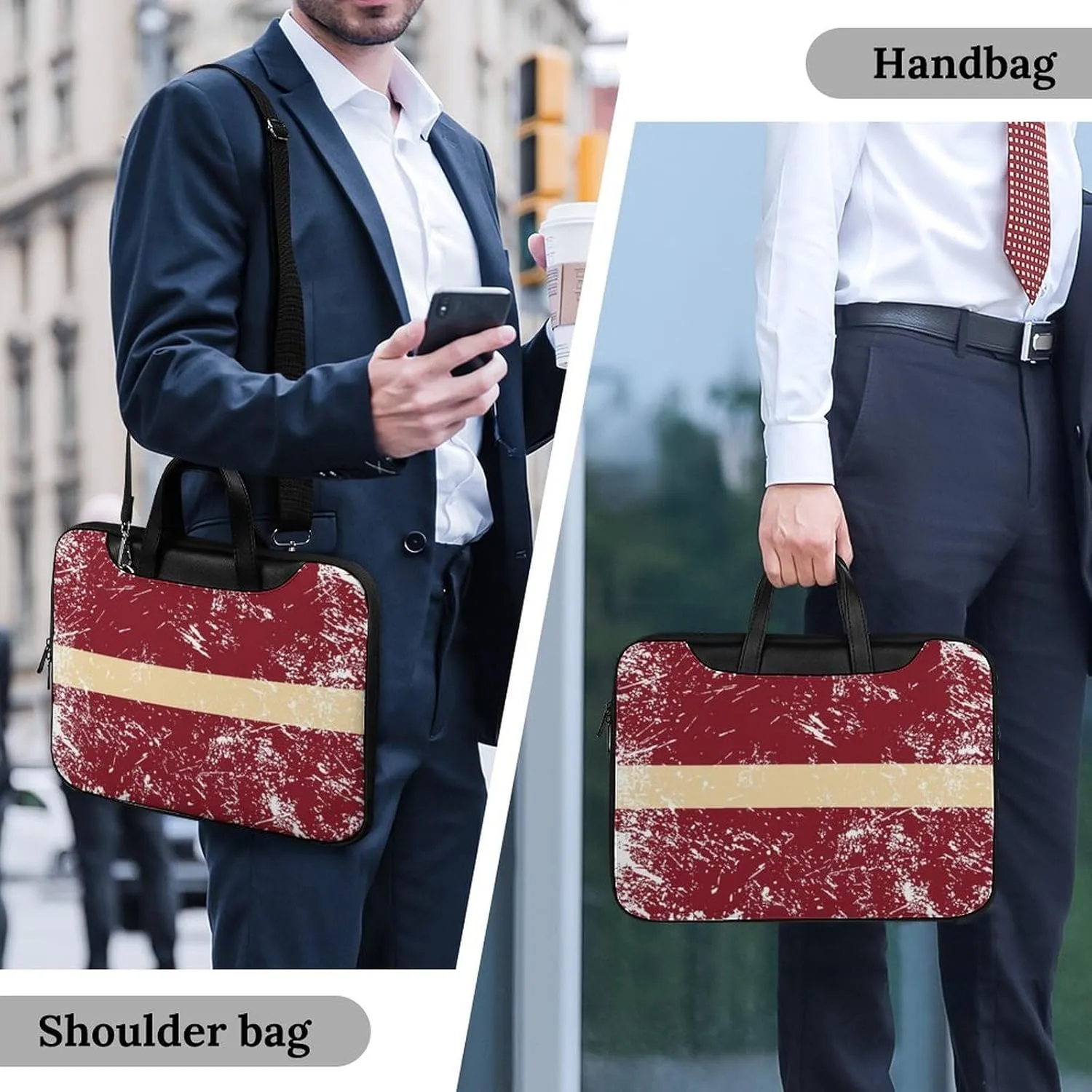 Latvia Vintage Flag Leather Bag Laptop Case Slim Water Resistant Computer Bags with Handle Briefcase for Work