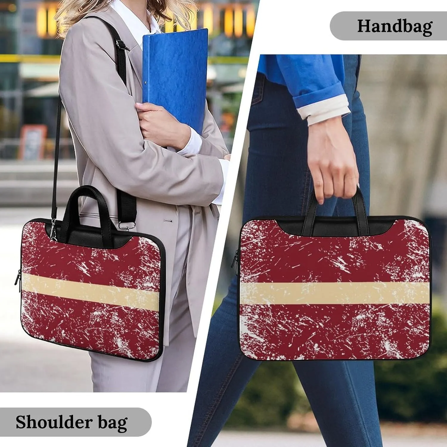 Latvia Vintage Flag Leather Bag Laptop Case Slim Water Resistant Computer Bags with Handle Briefcase for Work