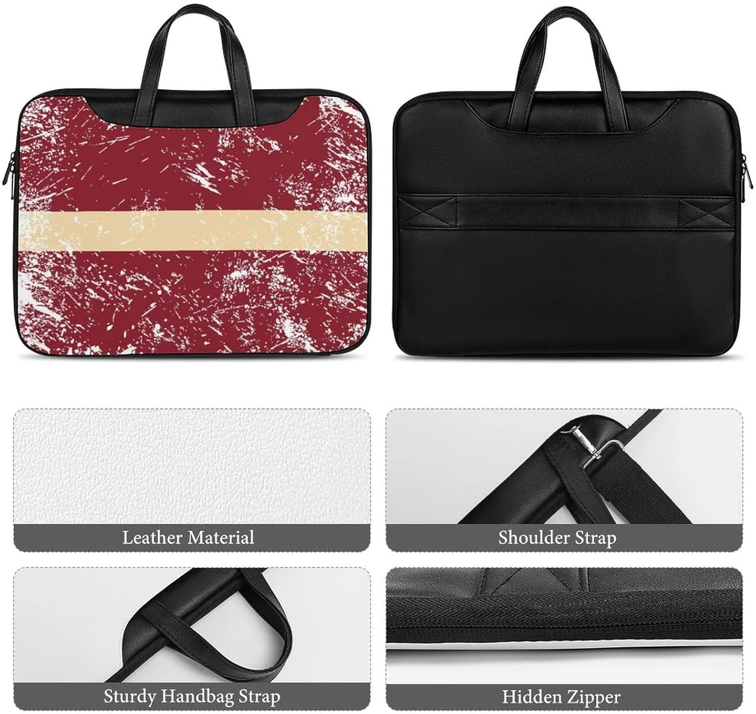 Latvia Vintage Flag Leather Bag Laptop Case Slim Water Resistant Computer Bags with Handle Briefcase for Work