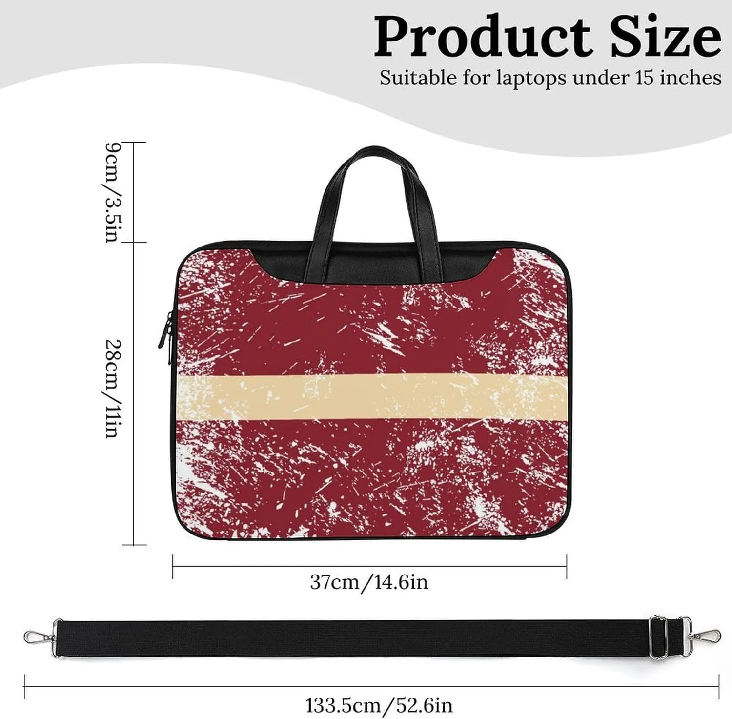 Latvia Vintage Flag Leather Bag Laptop Case Slim Water Resistant Computer Bags with Handle Briefcase for Work