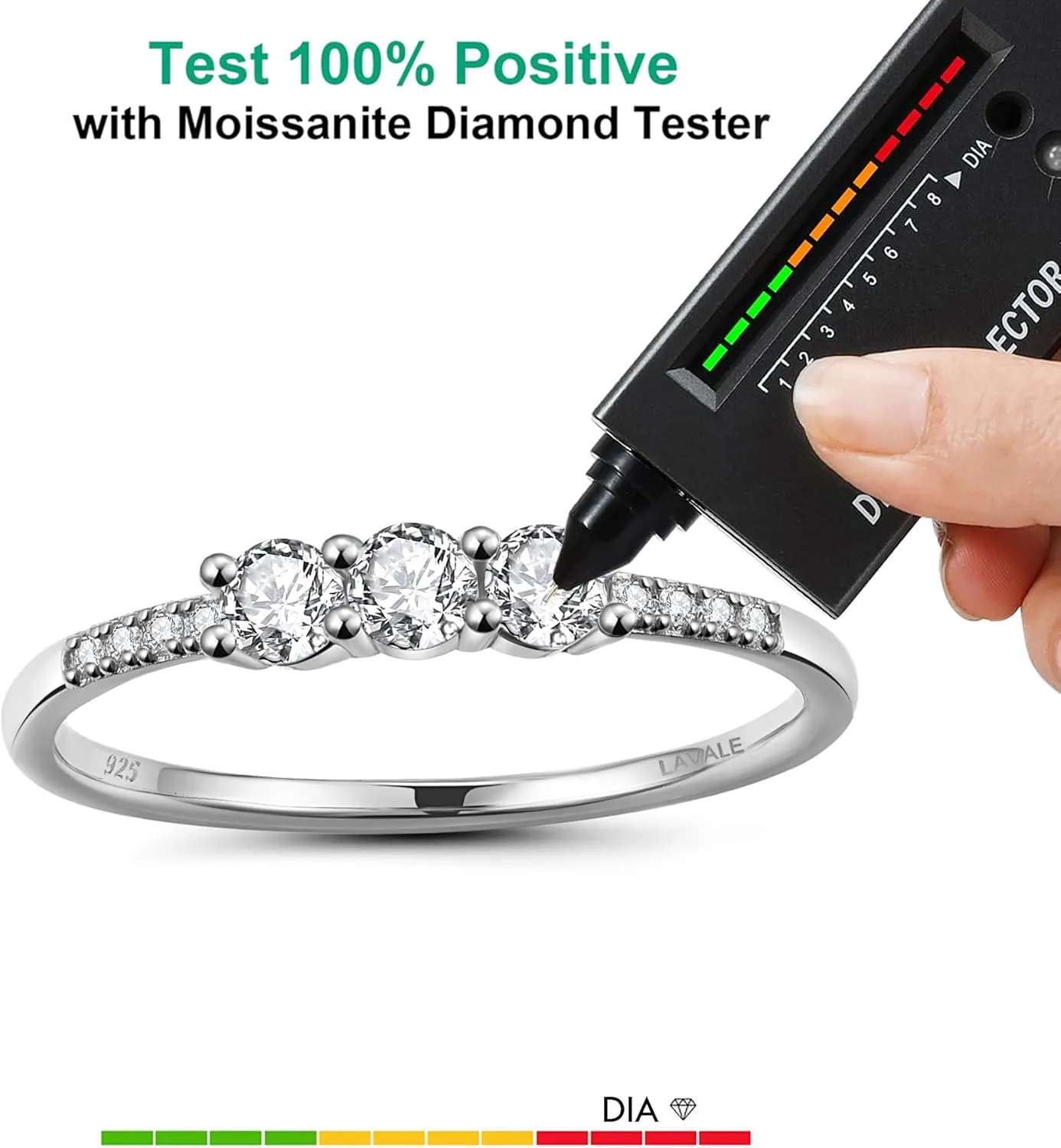LAVALE Round Cut Moissanite Wedding Band for Women, Brilliant D Color VVS1 Clarity Classic Lab Created Diamond Solitaire Ring 18K White Yellow Rose Gold Vermeil 4 Claw Knife Edge Moissanite Rings