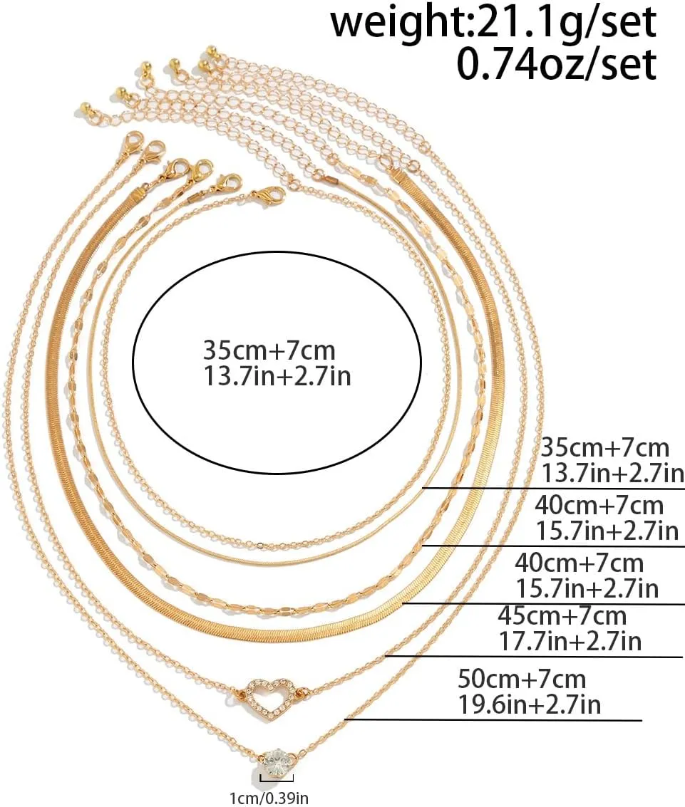 Layered Gold Necklaces Dainty Stackable Herringbone Necklace Snake Chain Choker Necklace Paperclip Chain Coin Pendant Trendy Jewelry for Women Girls