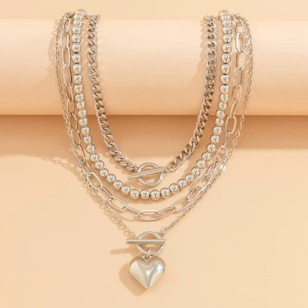 Layered Gold Necklaces Dainty Stackable Herringbone Necklace Snake Chain Choker Necklace Paperclip Chain Coin Pendant Trendy Jewelry for Women Girls