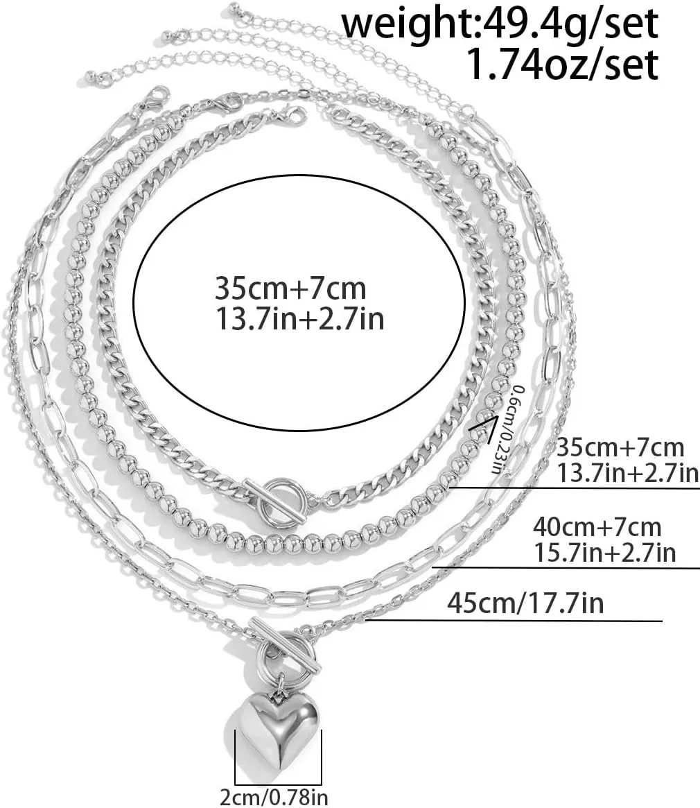 Layered Gold Necklaces Dainty Stackable Herringbone Necklace Snake Chain Choker Necklace Paperclip Chain Coin Pendant Trendy Jewelry for Women Girls