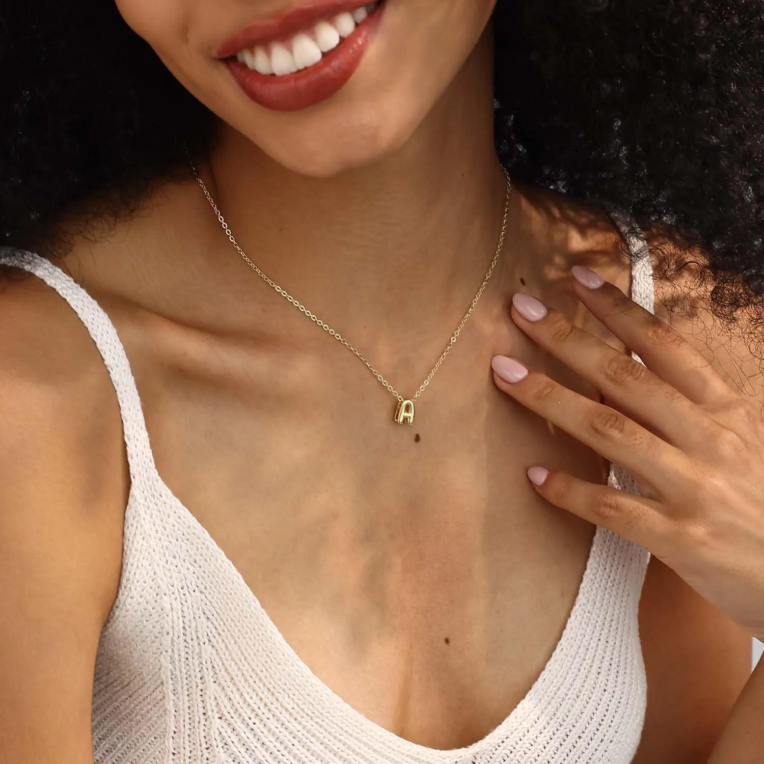 Layered Initial Necklaces for Women 14K Gold Plated Bubble A-Z Pendent Dainty Cute Choker Name Necklaces Stackable Small Initial Jewelry Gifts for Women Trendy