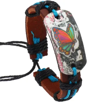 Leather Butterfly Bracelets Vintage Woven Bracelet Handmade Wrap Bracelets Jewelry for Women and Men
