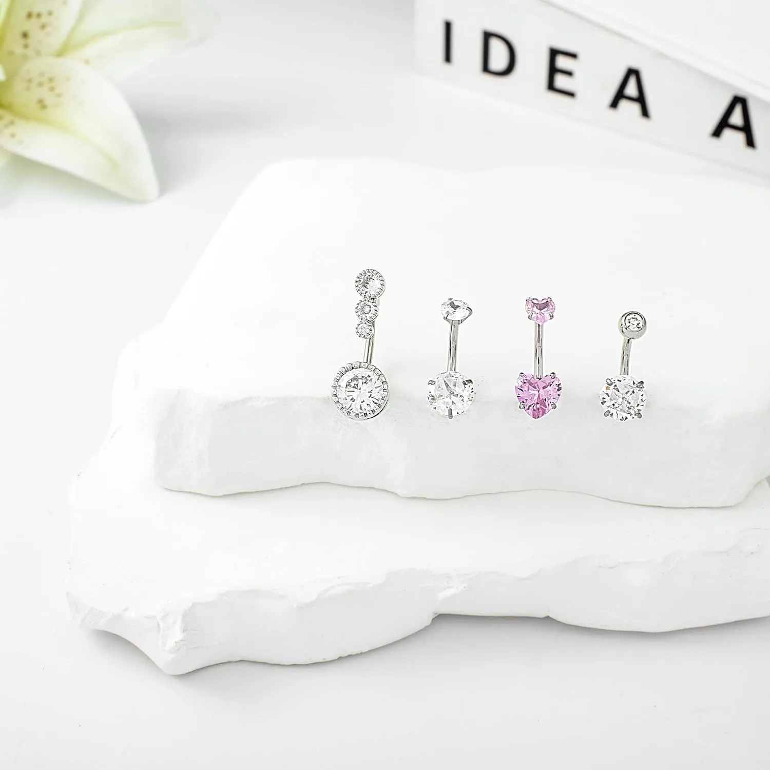 LEE&RO Belly Button Rings 14G Belly Piercing Jewelry Navel Rings Surgical Steel Belly Rings