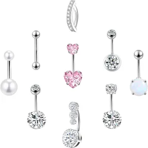 LEE&RO Belly Button Rings 14G Belly Piercing Jewelry Navel Rings Surgical Steel Belly Rings