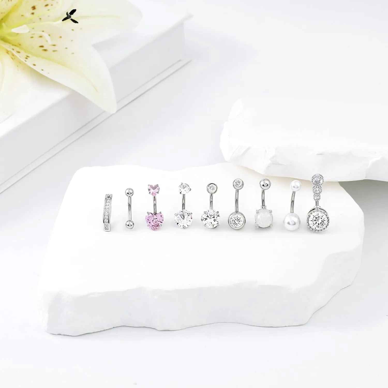 LEE&RO Belly Button Rings 14G Belly Piercing Jewelry Navel Rings Surgical Steel Belly Rings