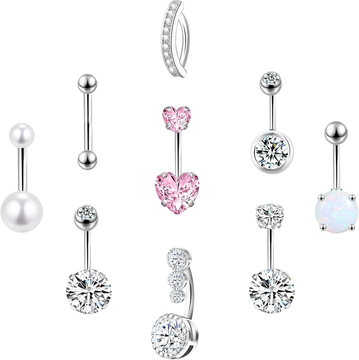 LEE&RO Belly Button Rings 14G Belly Piercing Jewelry Navel Rings Surgical Steel Belly Rings