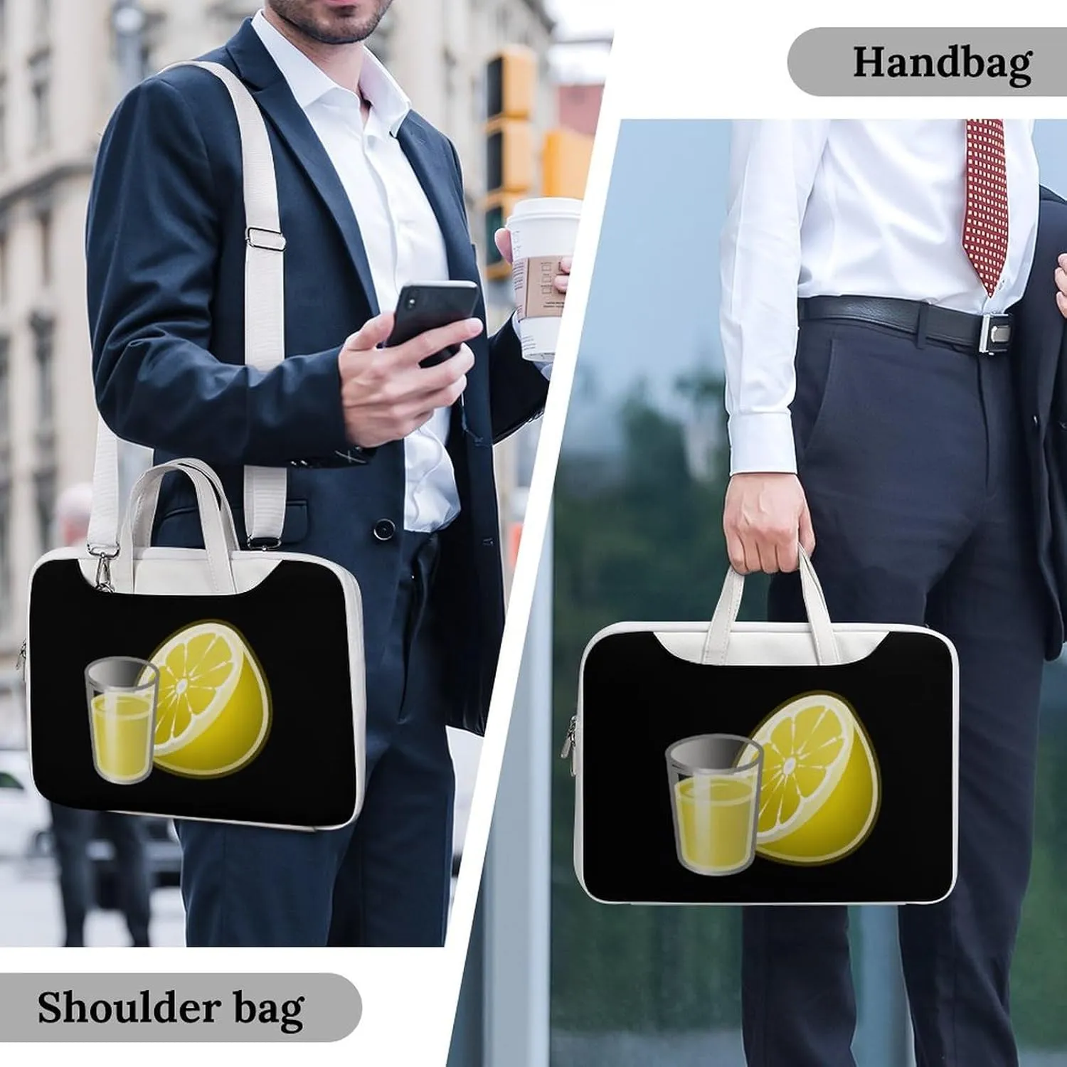 Lemon Water Leather Bag Laptop Case Slim Water Resistant Computer Bags with Handle Briefcase for Work