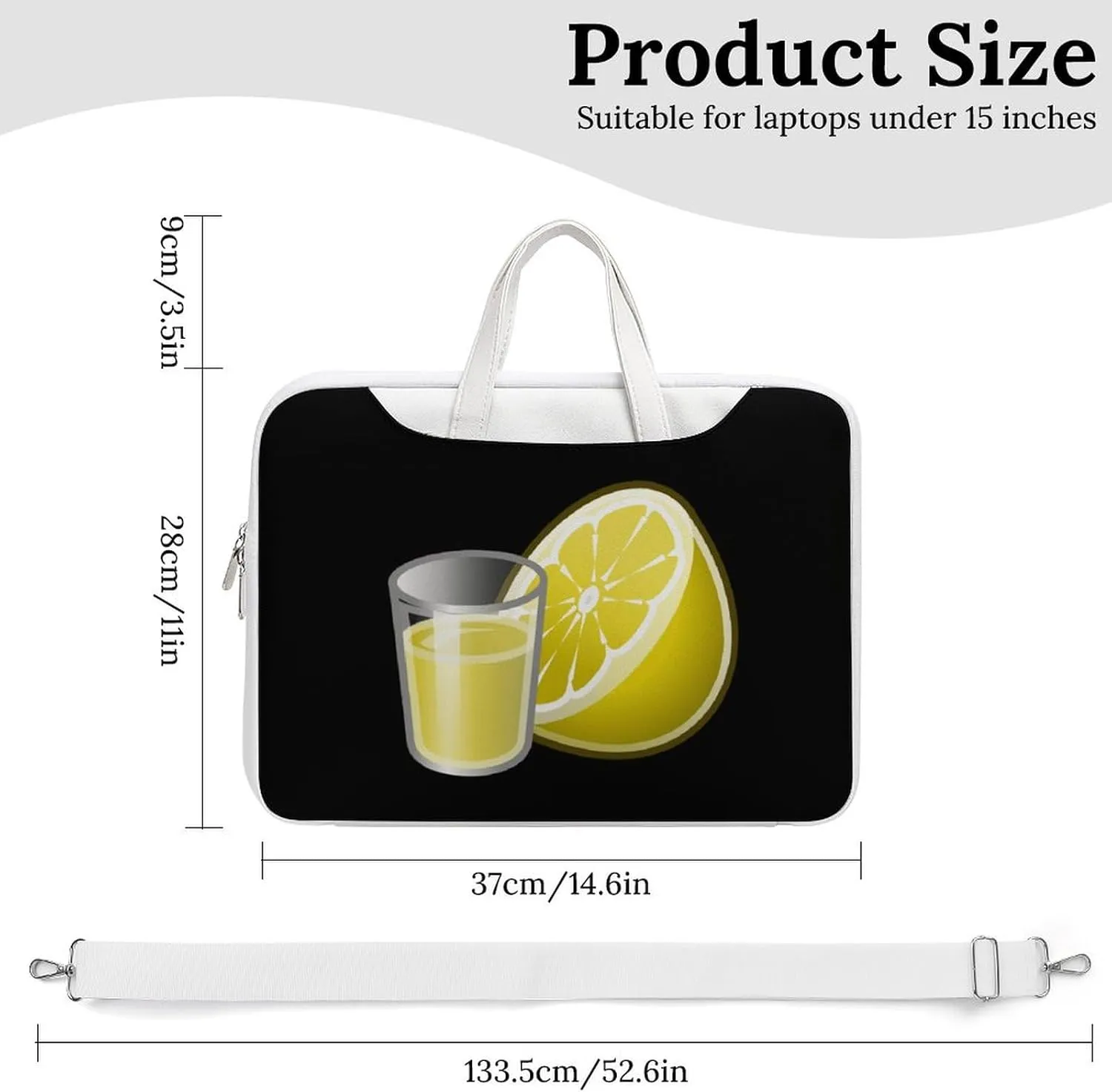 Lemon Water Leather Bag Laptop Case Slim Water Resistant Computer Bags with Handle Briefcase for Work