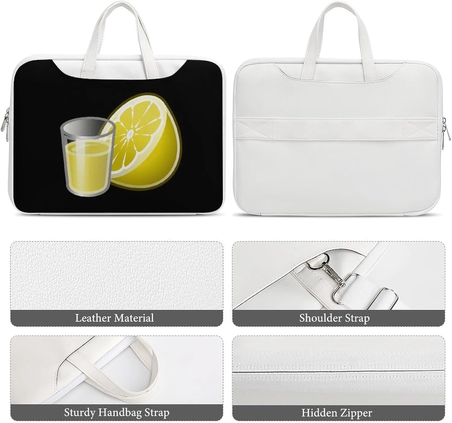 Lemon Water Leather Bag Laptop Case Slim Water Resistant Computer Bags with Handle Briefcase for Work