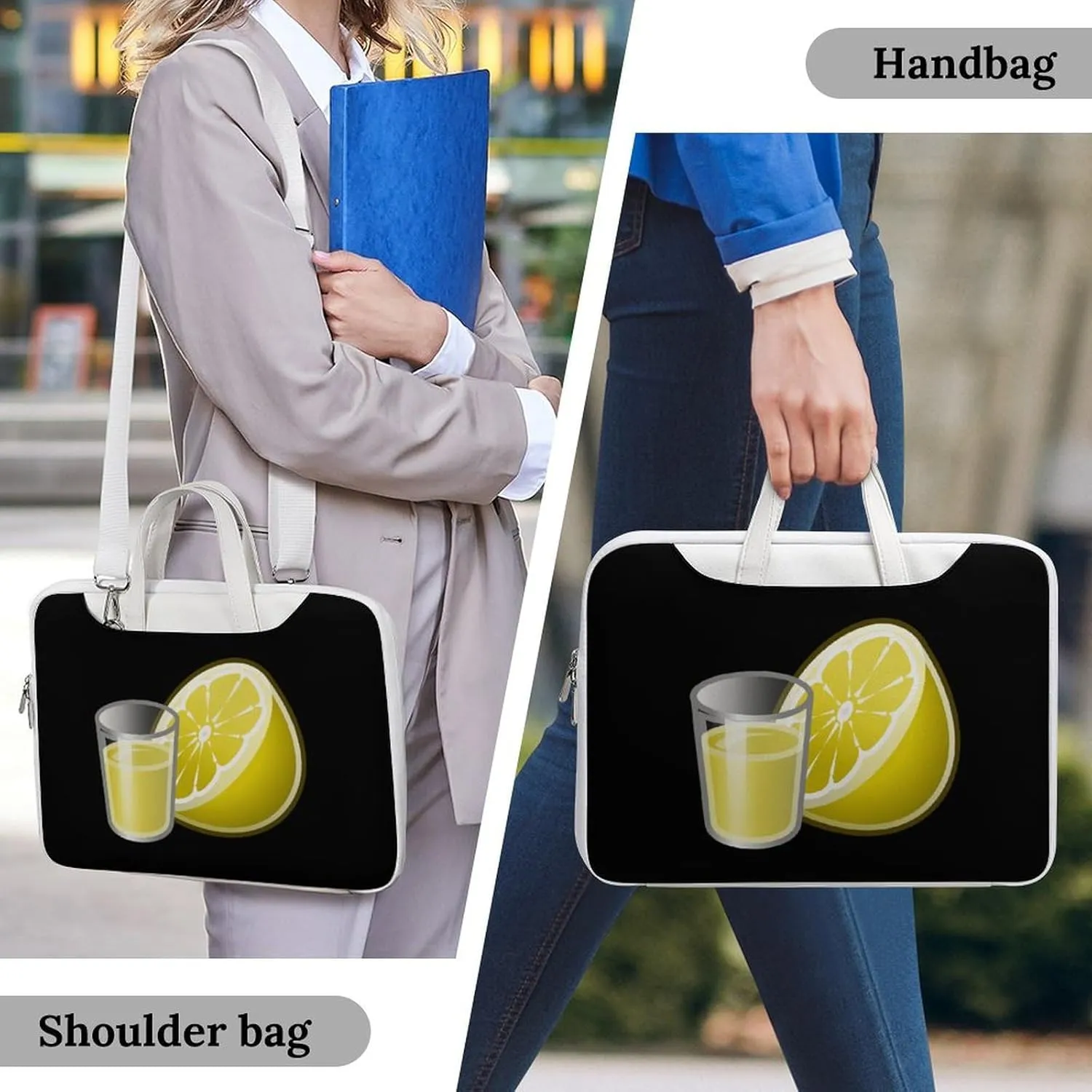 Lemon Water Leather Bag Laptop Case Slim Water Resistant Computer Bags with Handle Briefcase for Work
