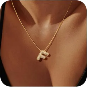 Letter Necklace Gold Initial Name Necklaces for Women Dainty Gold Pendant Letter Birthstone Necklace Womens Gold Chunky Personalized Initials Charm Necklaces Gifts for Women Trendy