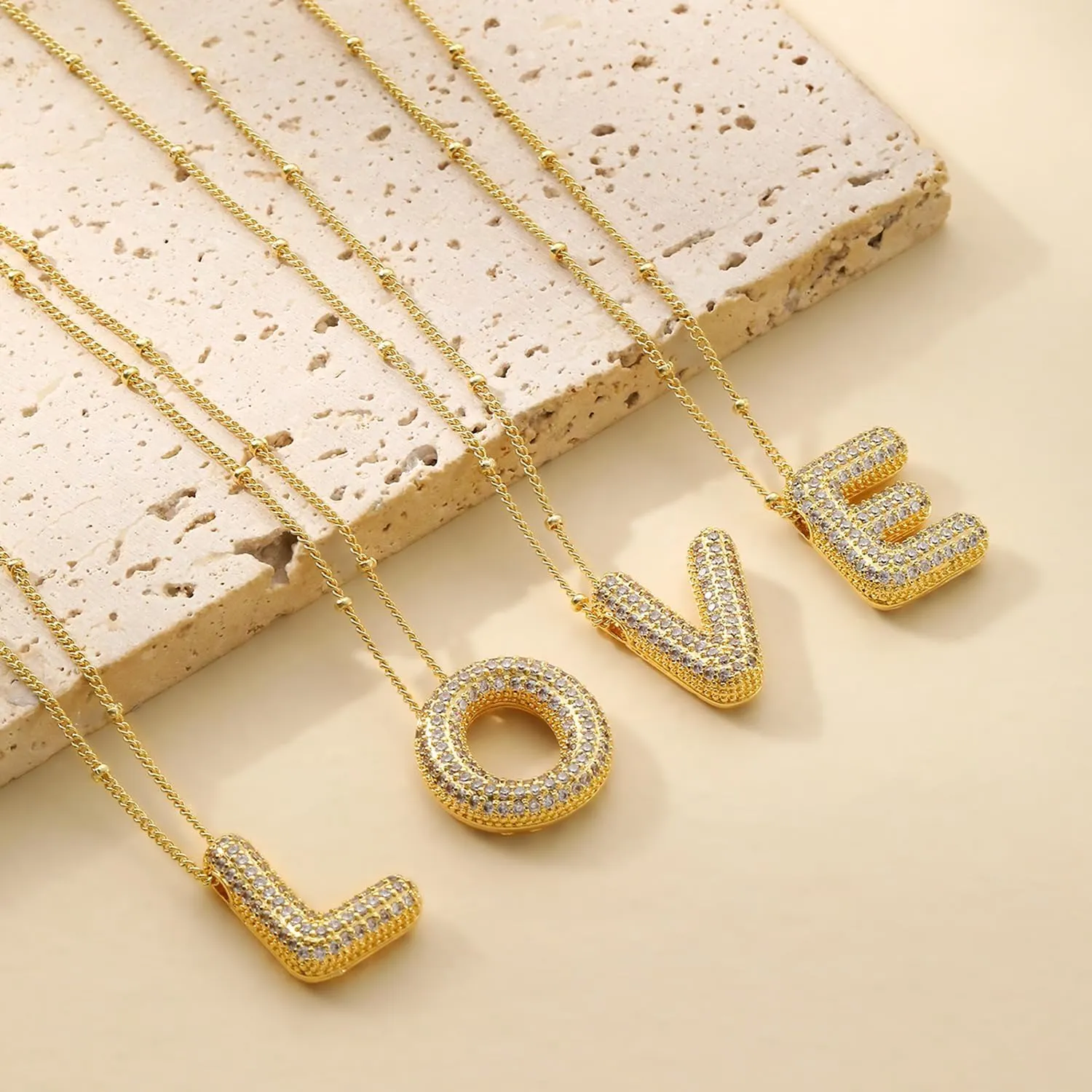 Letter Necklace Gold Initial Name Necklaces for Women Dainty Gold Pendant Letter Birthstone Necklace Womens Gold Chunky Personalized Initials Charm Necklaces Gifts for Women Trendy