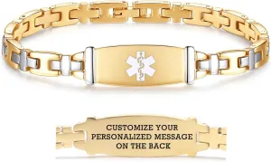 LinnaLove Lady Medical Alert id Bracelets-Stainless Steel Medical Bracelets for Women-7.5"